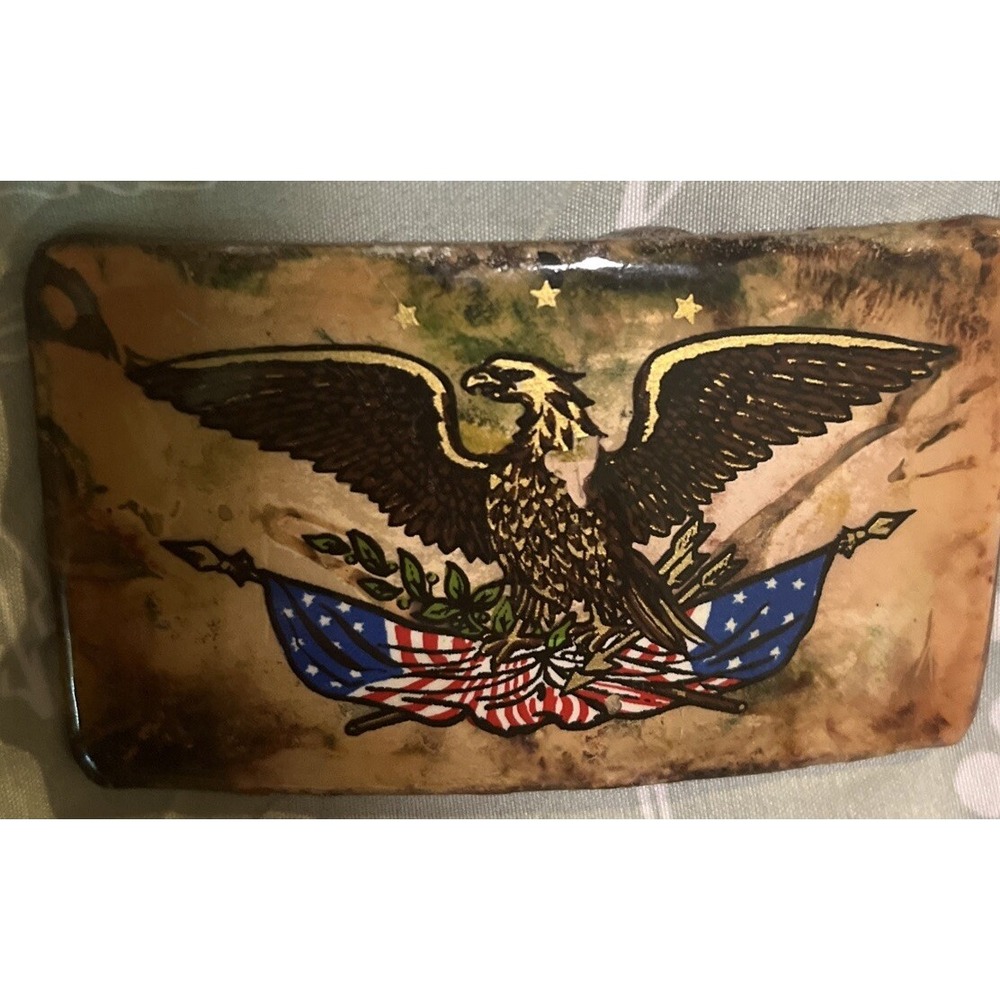 american eagle and flag belt buckle vintage